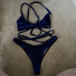 Zaful Navy Blue Strappy Bikini